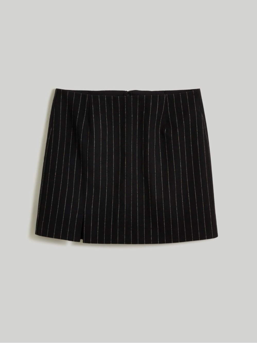 Madewell Black Wool Pinstripe Mini Skirt
